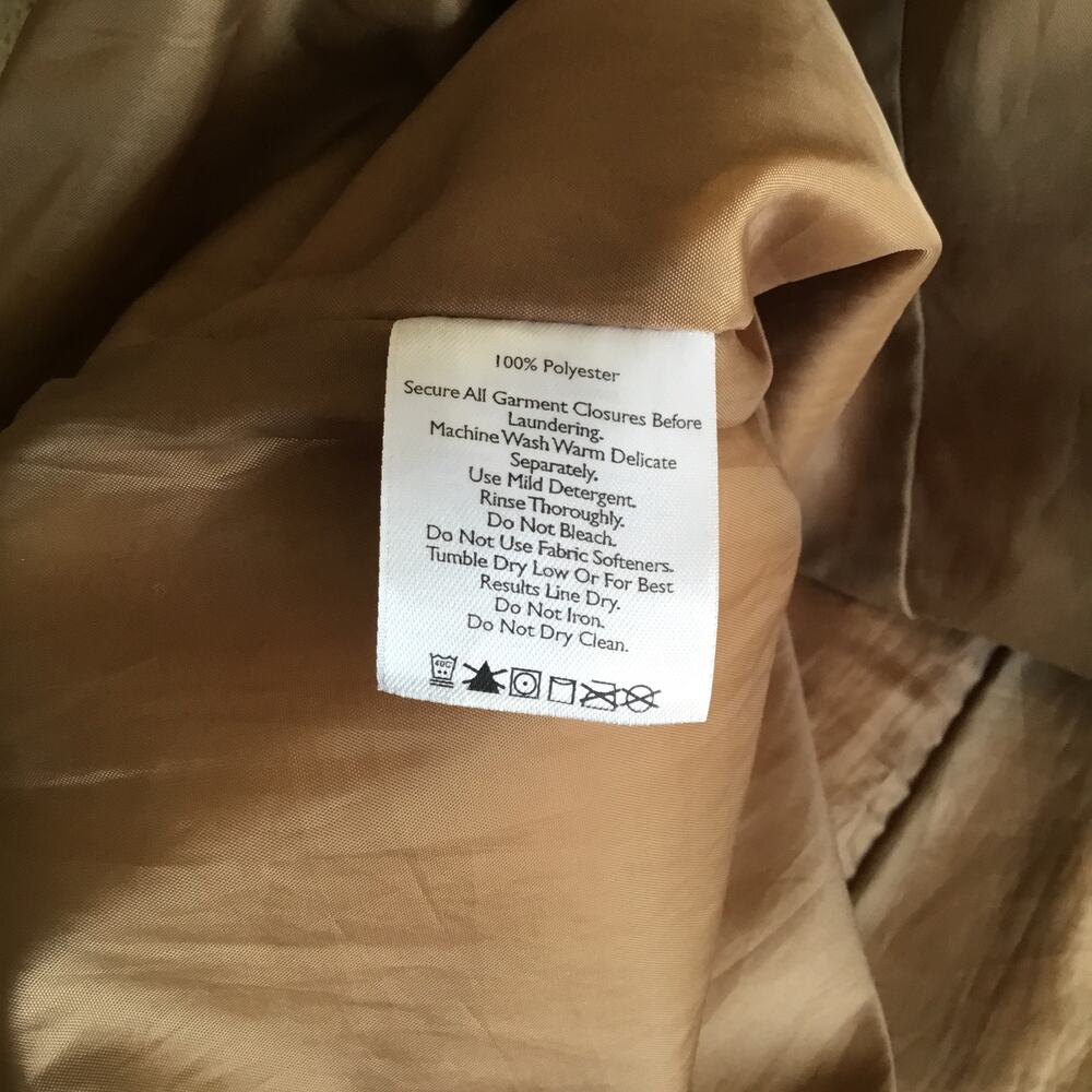 EDDIE BAUER Hooded Trench Coat Fully lined Khaki Sz L - Picture 10 of 11